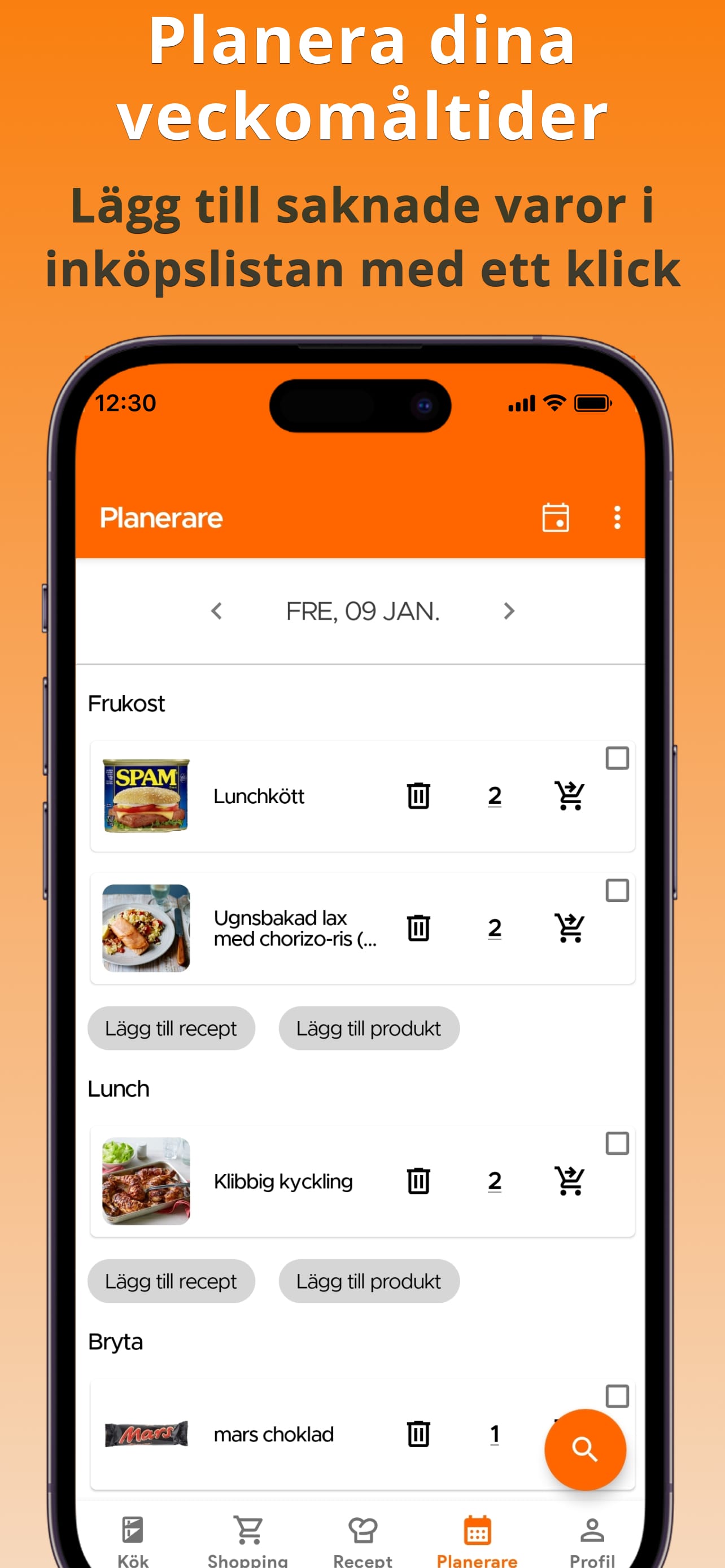 Meal Planner Calendar View